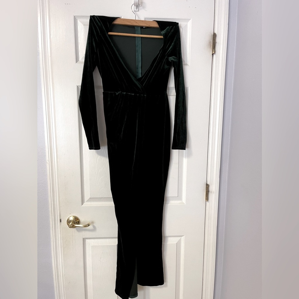 Forest green velvet dress